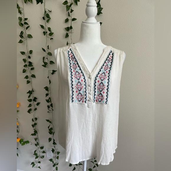 Torrid Embroidered Gauze Tank Top - Picture 1 of 16